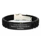 Waitress Gifts Funny Quotes Glide lock Clasp Bracelet for Waitress Graduation Unique Gifts from Friends - Image 1